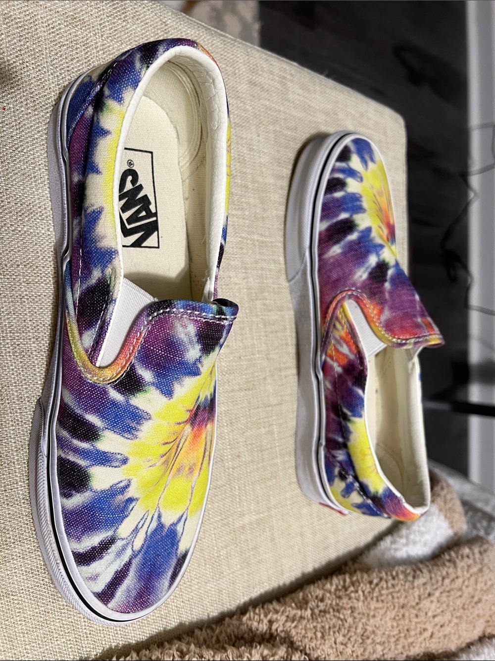 Vans women’s Tie-Dye Slip-On Sneakers - Yellow/Blue/Purple - Picture 5 of 6